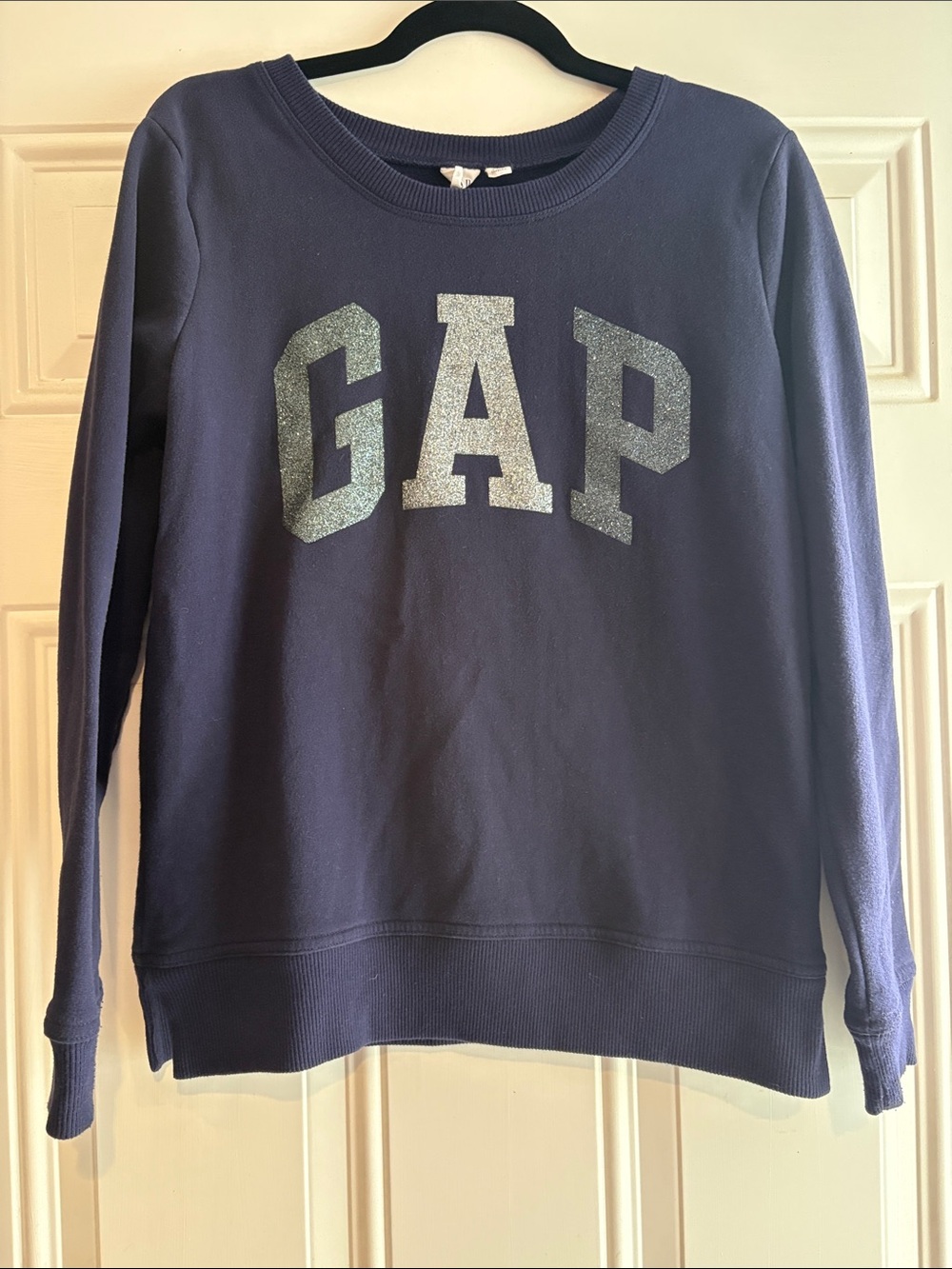GAP Navy Sweatshirt with Silver Glitter Logo